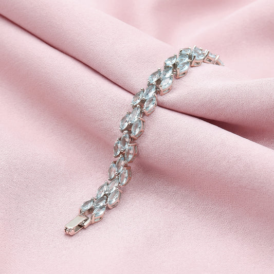 Elegant Marquise Crystal Bracelet - Silver & Ice blue Marquise
