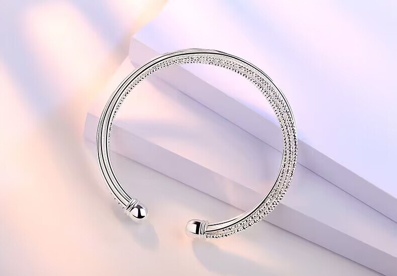 Open Silver Bangle