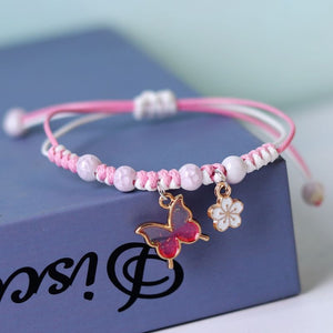 Butterfly and Cat Pendant Bracelet