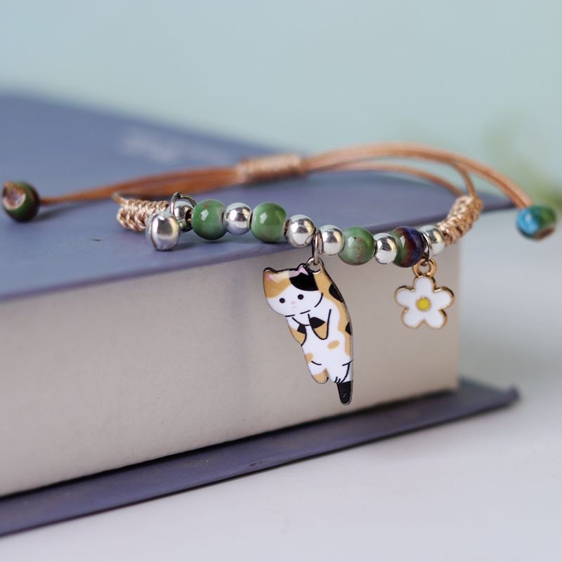 Butterfly and Cat Pendant Bracelet