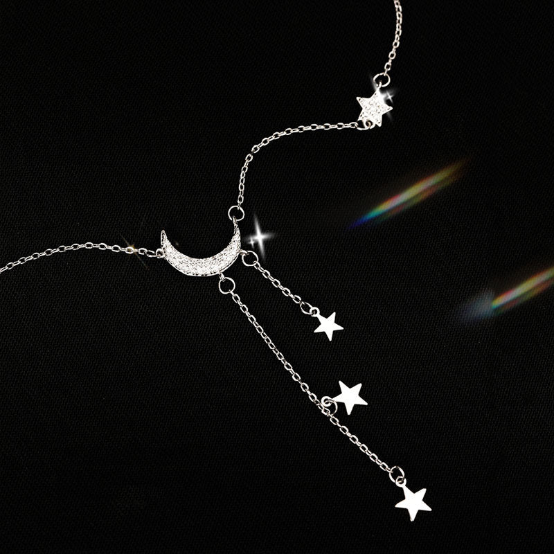 Hanging Stars and Moon Necklace