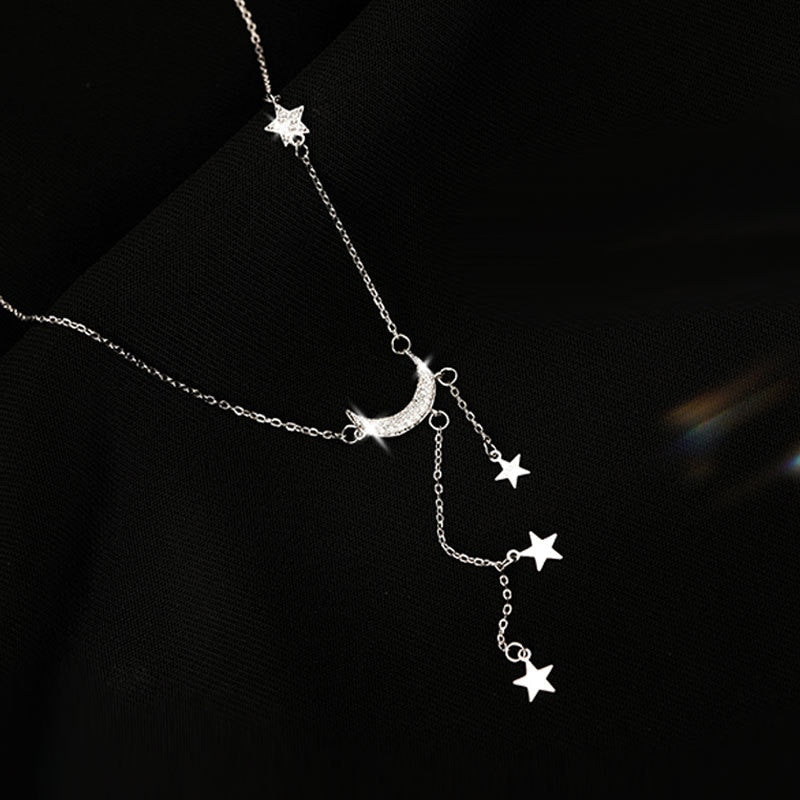 Hanging Stars and Moon Necklace